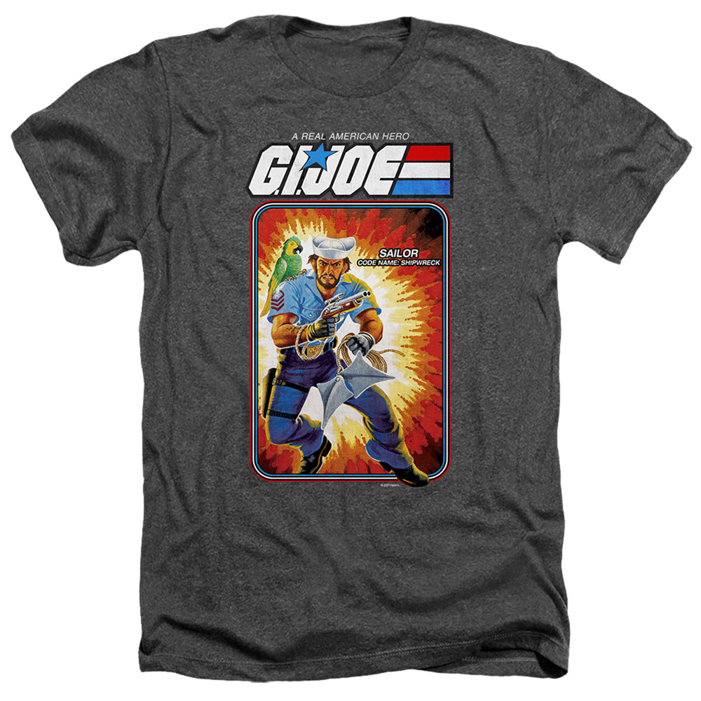 AN OFFCIALLY LICENSED G.I. JOE SHIPWRECK CARD MEN'S HEATHER T-SHIRT CHARCOAL