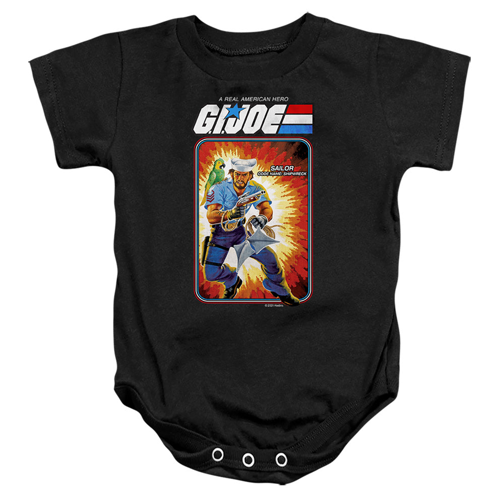AN OFFCIALLY LICENSED G.I. JOE SHIPWRECK CARD BABY BODYSUIT BLACK