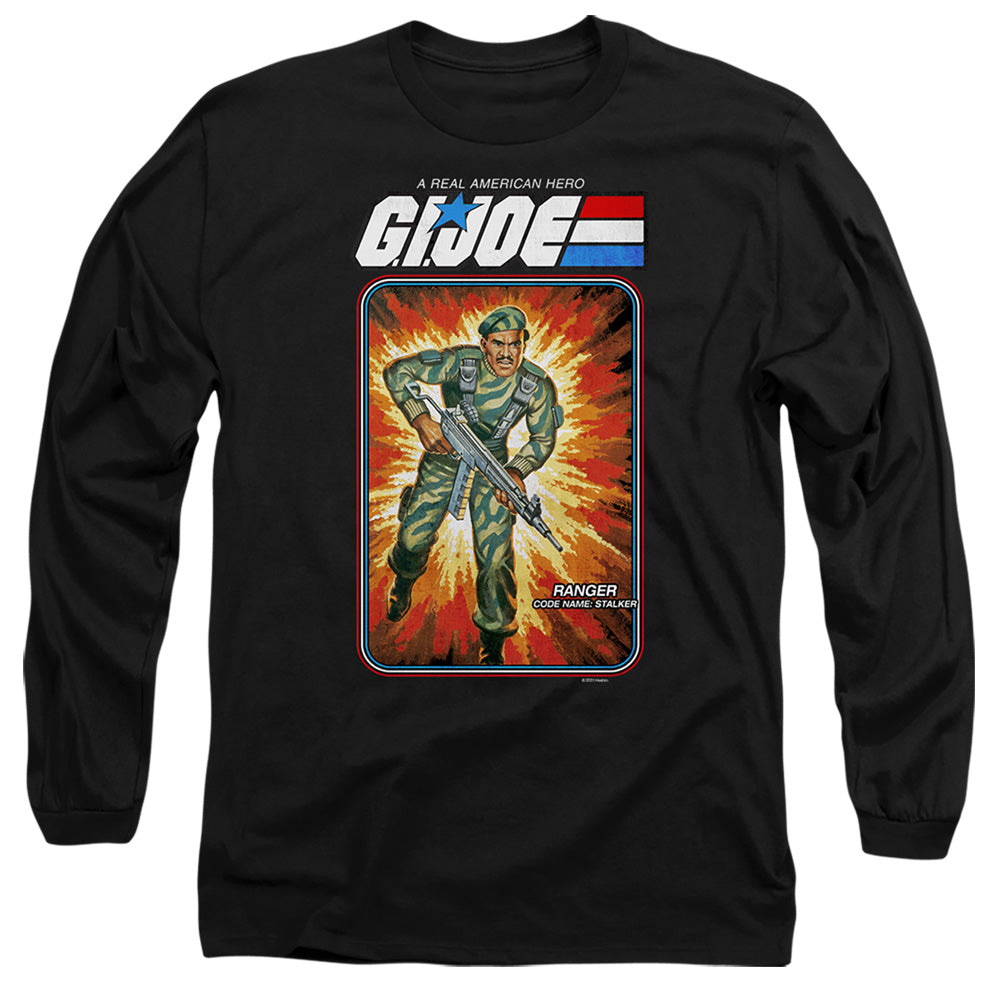 AN OFFCIALLY LICENSED G.I. JOE STALKER CARD MEN'S LONG SLEEVE T-SHIRT BLACK