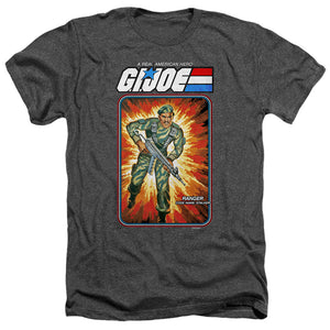 AN OFFCIALLY LICENSED G.I. JOE STALKER CARD MEN'S HEATHER T-SHIRT CHARCOAL