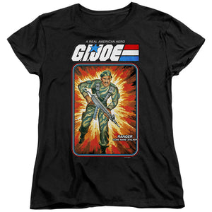AN OFFCIALLY LICENSED G.I. JOE STALKER CARD WOMEN'S REGULAR FIT T-SHIRT BLACK