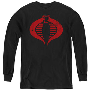 AN OFFCIALLY LICENSED G.I. JOE COBRA LOGO YOUTH LONG SLEEVE T-SHIRT BLACK