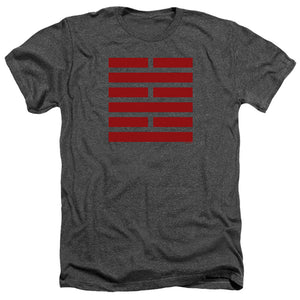 AN OFFCIALLY LICENSED G.I. JOE SNAKE EYES SYMBOL MEN'S HEATHER T-SHIRT CHARCOAL