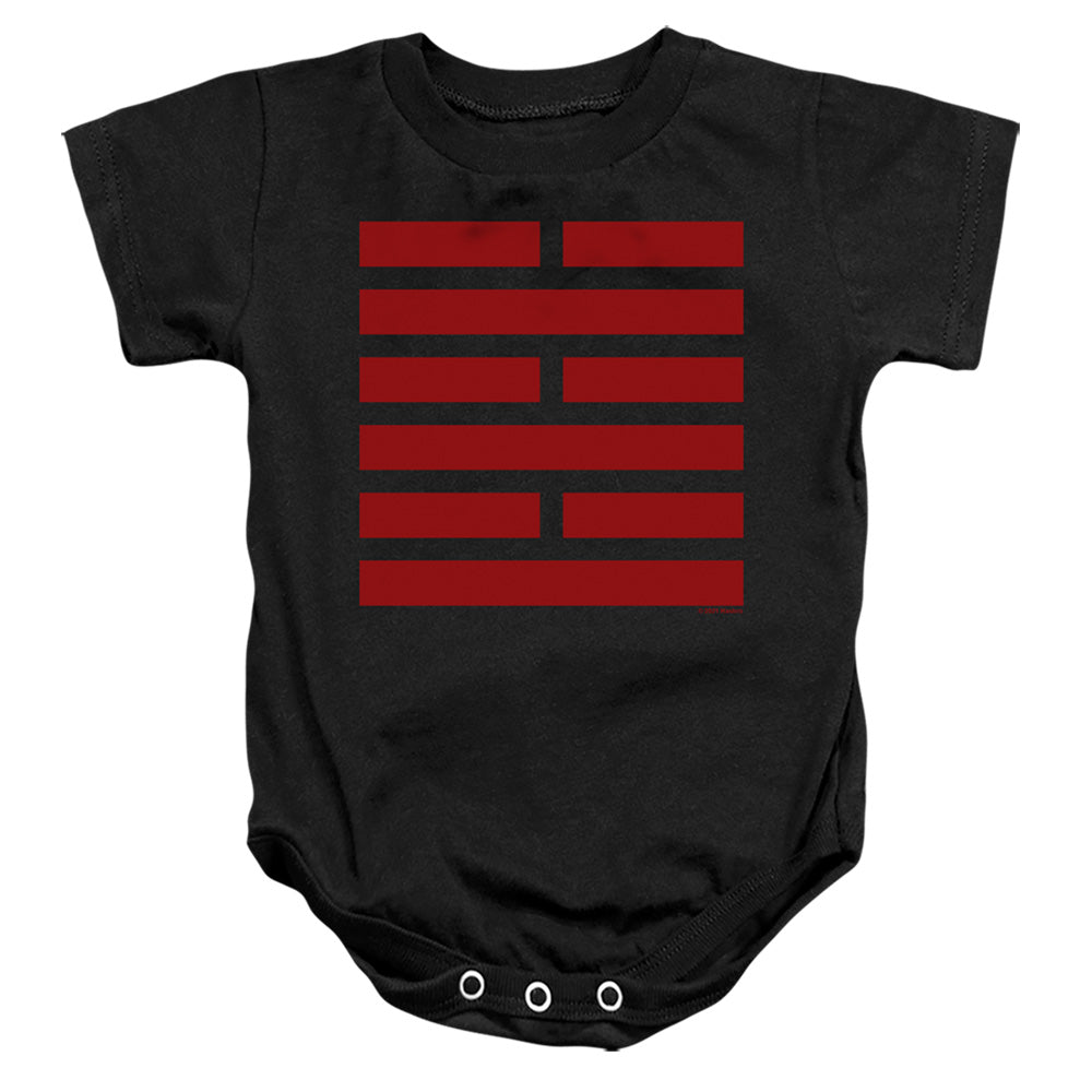 AN OFFCIALLY LICENSED G.I. JOE SNAKE EYES SYMBOL BABY BODYSUIT BLACK
