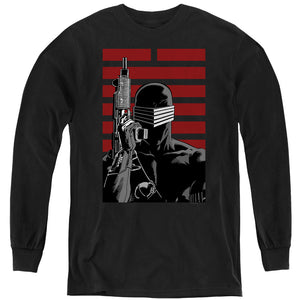 AN OFFCIALLY LICENSED G.I. JOE SNAKE EYES NINJA YOUTH LONG SLEEVE T-SHIRT BLACK