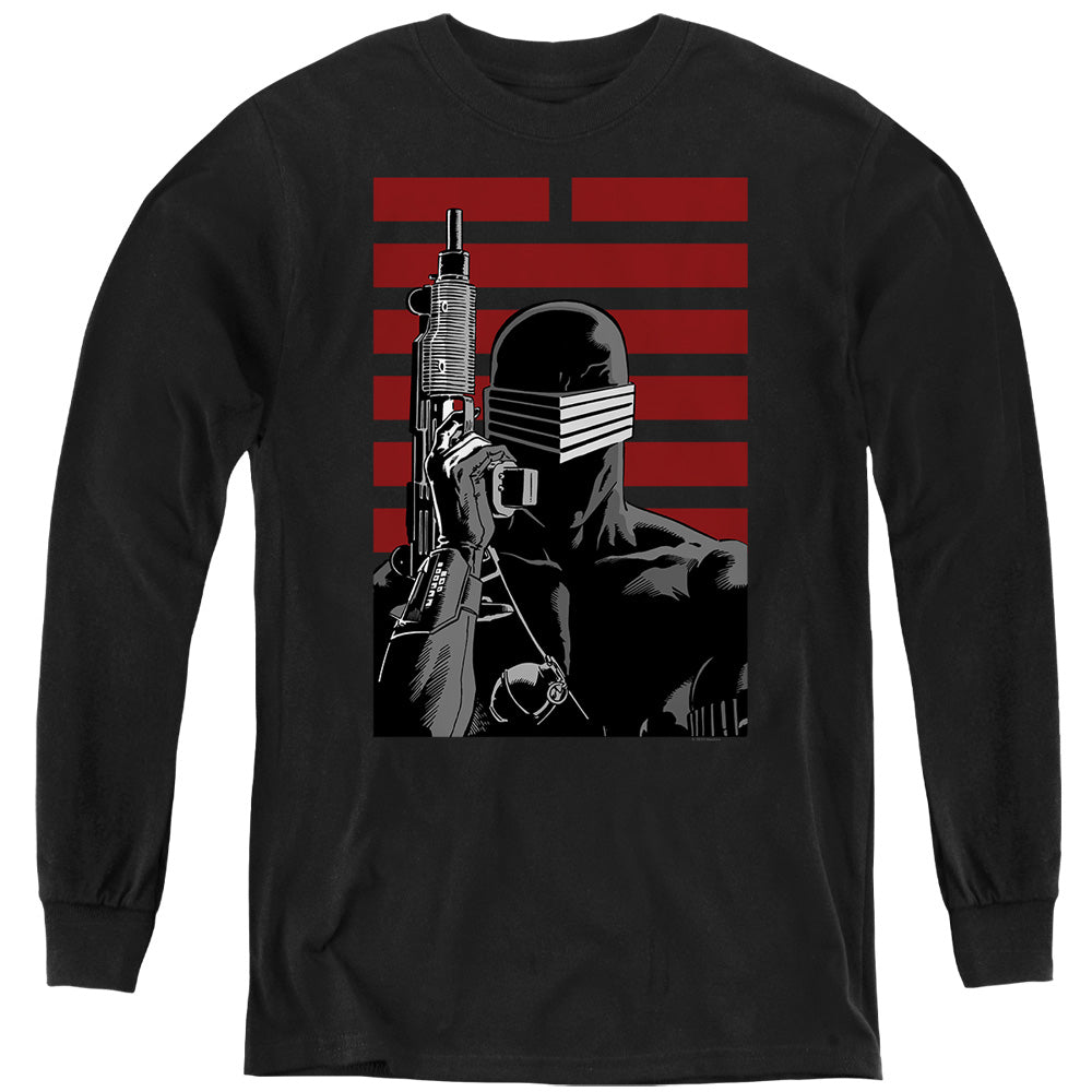 AN OFFCIALLY LICENSED G.I. JOE SNAKE EYES NINJA YOUTH LONG SLEEVE T-SHIRT BLACK