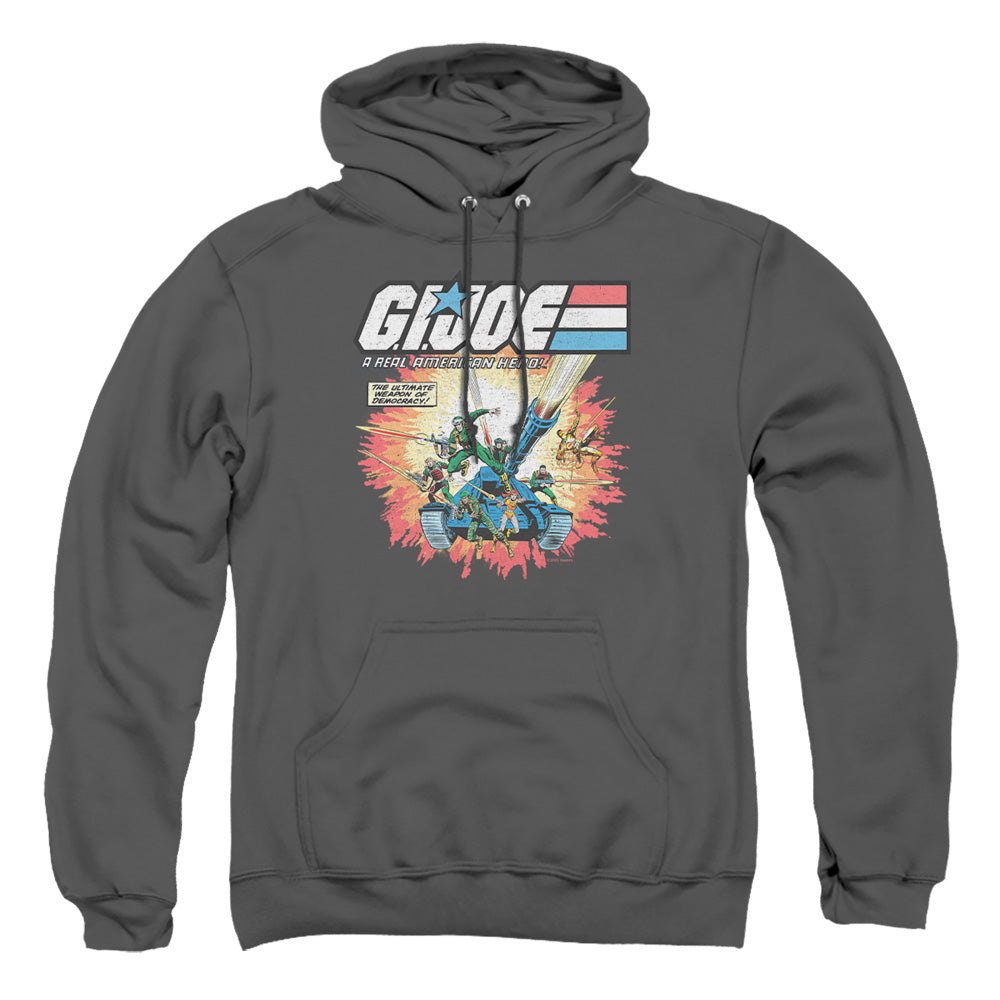 AN OFFCIALLY LICENSED G.I. JOE REAL AMERICAN HERO ADULT UNISEX PULLOVER HOODIE CHARCOAL