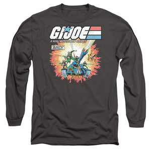 AN OFFCIALLY LICENSED G.I. JOE REAL AMERICAN HERO MEN'S LONG SLEEVE T-SHIRT CHARCOAL