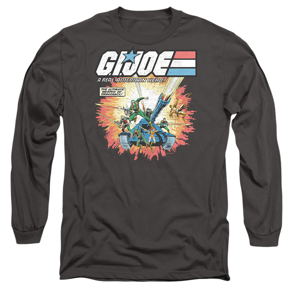AN OFFCIALLY LICENSED G.I. JOE REAL AMERICAN HERO MEN'S LONG SLEEVE T-SHIRT CHARCOAL