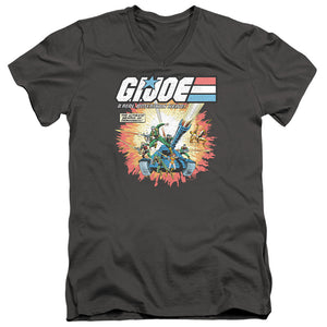 AN OFFCIALLY LICENSED G.I. JOE REAL AMERICAN HERO MEN'S V-NECK T-SHIRT CHARCOAL