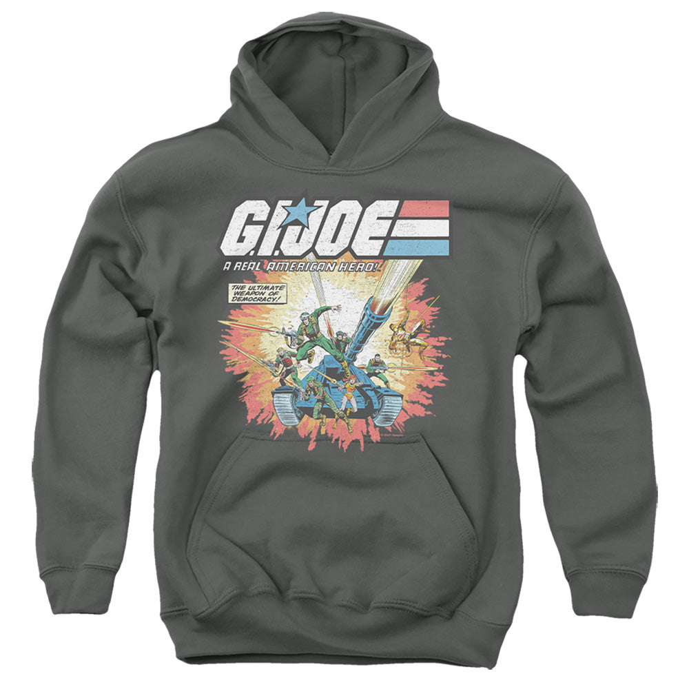 AN OFFCIALLY LICENSED G.I. JOE REAL AMERICAN HERO YOUTH HOODIE CHARCOAL
