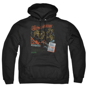 AN OFFCIALLY LICENSED HAMMER HOUSE OF HORROR CREEPING UNKNOWN ADULT UNISEX PULLOVER HOODIE BLACK