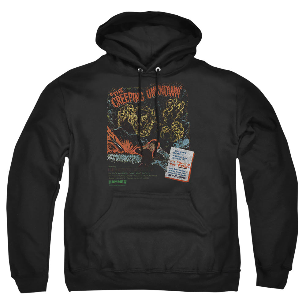 AN OFFCIALLY LICENSED HAMMER HOUSE OF HORROR CREEPING UNKNOWN ADULT UNISEX PULLOVER HOODIE BLACK