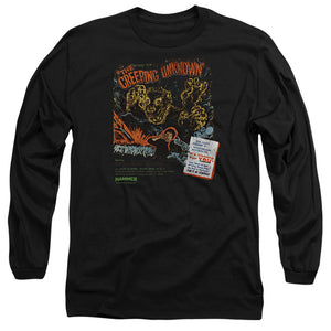 AN OFFCIALLY LICENSED HAMMER HOUSE OF HORROR CREEPING UNKNOWN MEN'S LONG SLEEVE T-SHIRT BLACK