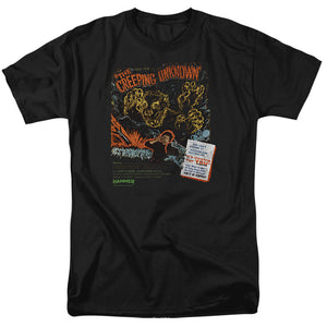 AN OFFCIALLY LICENSED HAMMER HOUSE OF HORROR CREEPING UNKNOWN MEN'S REGULAR FIT T-SHIRT BLACK