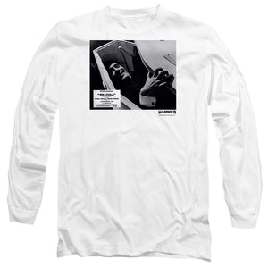 AN OFFCIALLY LICENSED HAMMER HOUSE OF HORROR COFFIN MEN'S LONG SLEEVE T-SHIRT WHITE
