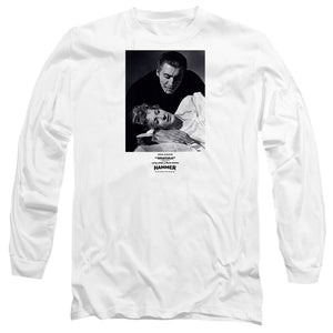 AN OFFCIALLY LICENSED HAMMER HOUSE OF HORROR DRACULA TEETH MEN'S LONG SLEEVE T-SHIRT WHITE