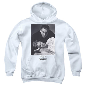 AN OFFCIALLY LICENSED HAMMER HOUSE OF HORROR DRACULA TEETH YOUTH HOODIE WHITE