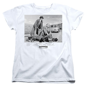 AN OFFCIALLY LICENSED HAMMER HOUSE OF HORROR QUARTERMASS 11 WOMEN'S REGULAR FIT T-SHIRT WHITE