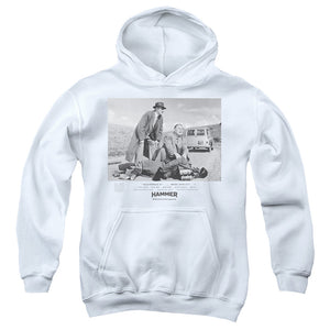 AN OFFCIALLY LICENSED HAMMER HOUSE OF HORROR QUARTERMASS 11 YOUTH HOODIE WHITE