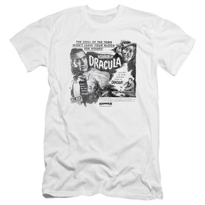 AN OFFCIALLY LICENSED HAMMER HOUSE OF HORROR BRIDE MEN'S PREMIUM SLIM FIT T-SHIRT WHITE