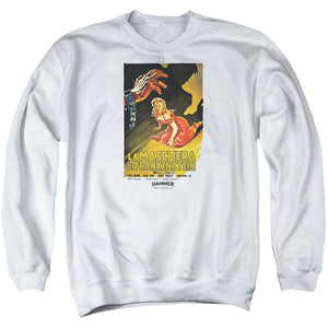 AN OFFCIALLY LICENSED HAMMER HOUSE OF HORROR LA MASCHERA ADULT UNISEX CREWNECK SWEATSHIRT WHITE