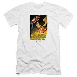 AN OFFCIALLY LICENSED HAMMER HOUSE OF HORROR LA MASCHERA MEN'S PREMIUM SLIM FIT T-SHIRT WHITE