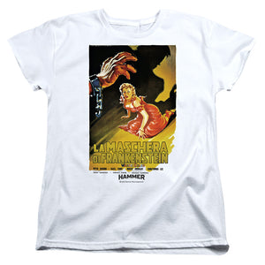 AN OFFCIALLY LICENSED HAMMER HOUSE OF HORROR LA MASCHERA WOMEN'S REGULAR FIT T-SHIRT WHITE
