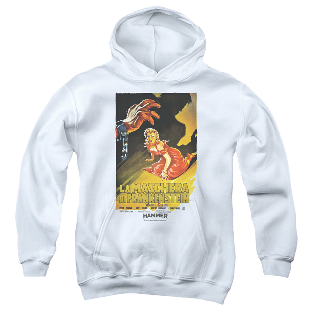 AN OFFCIALLY LICENSED HAMMER HOUSE OF HORROR LA MASCHERA YOUTH HOODIE WHITE