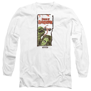 AN OFFCIALLY LICENSED HAMMER HOUSE OF HORROR CURSE OF FRANKENSTIEN MEN'S LONG SLEEVE T-SHIRT WHITE