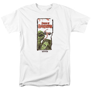 AN OFFCIALLY LICENSED HAMMER HOUSE OF HORROR CURSE OF FRANKENSTIEN MEN'S REGULAR FIT T-SHIRT WHITE
