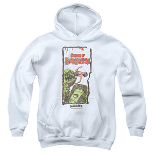 AN OFFCIALLY LICENSED HAMMER HOUSE OF HORROR CURSE OF FRANKENSTIEN YOUTH HOODIE WHITE