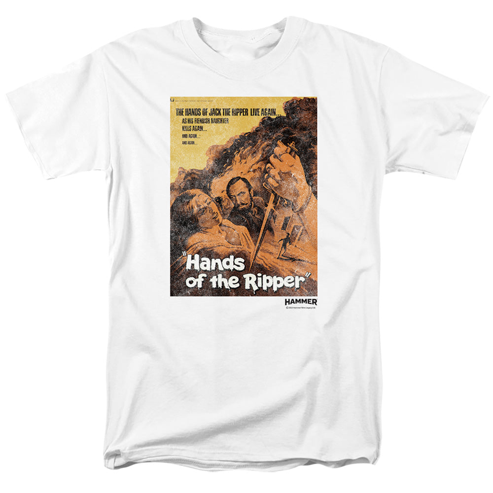 AN OFFCIALLY LICENSED HAMMER HOUSE OF HORROR HANDS OF THE RIPPER MEN'S REGULAR FIT T-SHIRT WHITE