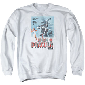 AN OFFCIALLY LICENSED HAMMER HOUSE OF HORROR HORROR TONIGHT ADULT UNISEX CREWNECK SWEATSHIRT WHITE