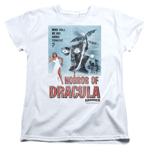 AN OFFCIALLY LICENSED HAMMER HOUSE OF HORROR HORROR TONIGHT WOMEN'S REGULAR FIT T-SHIRT WHITE