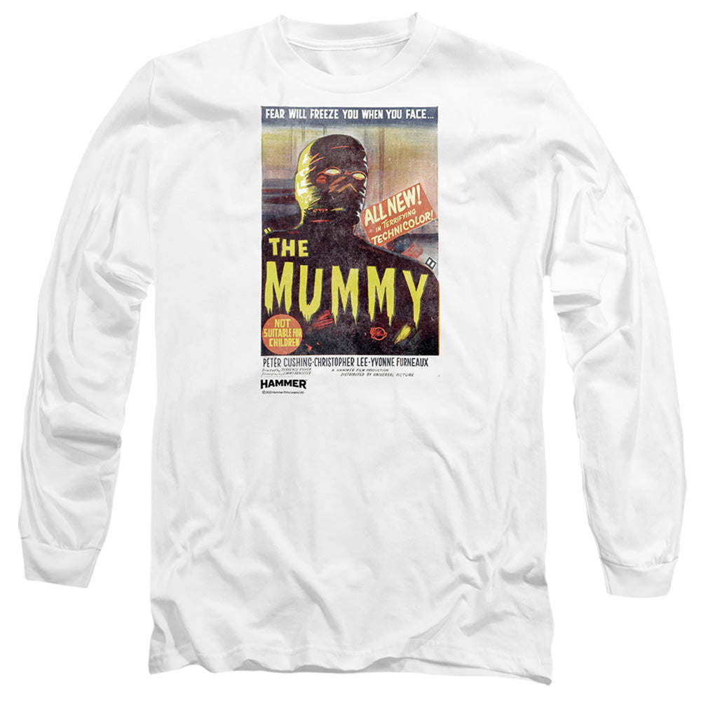 AN OFFCIALLY LICENSED HAMMER HOUSE OF HORROR THE MUMMY MEN'S LONG SLEEVE T-SHIRT WHITE
