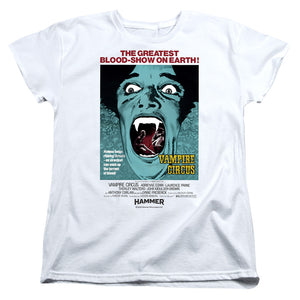AN OFFCIALLY LICENSED HAMMER HOUSE OF HORROR VAMPIRE CIRCUS LIGHT WOMEN'S REGULAR FIT T-SHIRT WHITE