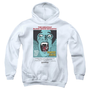 AN OFFCIALLY LICENSED HAMMER HOUSE OF HORROR VAMPIRE CIRCUS LIGHT YOUTH HOODIE WHITE