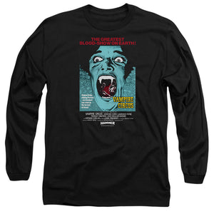 AN OFFCIALLY LICENSED HAMMER HOUSE OF HORROR VAMPIRE CIRCUS DARK MEN'S LONG SLEEVE T-SHIRT BLACK