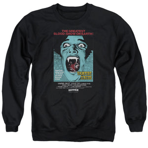AN OFFCIALLY LICENSED HAMMER HOUSE OF HORROR VAMPIRE CIRCUS DARK ADULT UNISEX CREWNECK SWEATSHIRT BLACK
