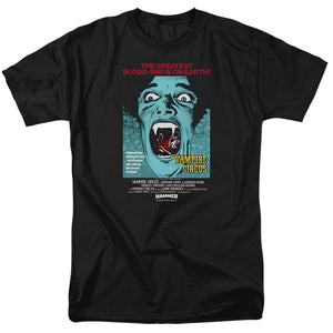 AN OFFCIALLY LICENSED HAMMER HOUSE OF HORROR VAMPIRE CIRCUS DARK MEN'S REGULAR FIT T-SHIRT BLACK