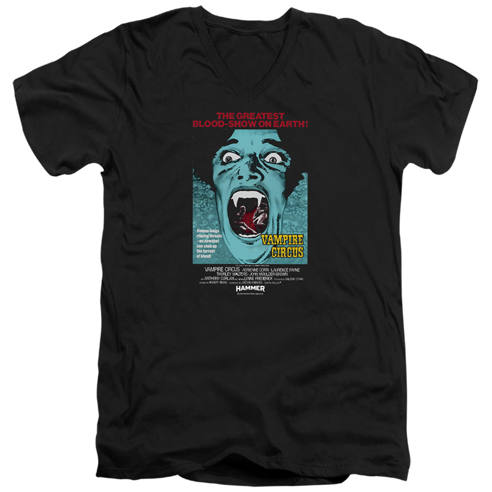 AN OFFCIALLY LICENSED HAMMER HOUSE OF HORROR VAMPIRE CIRCUS DARK MEN'S V-NECK T-SHIRT BLACK