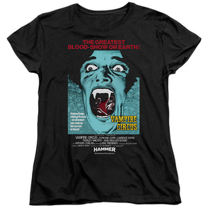 AN OFFCIALLY LICENSED HAMMER HOUSE OF HORROR VAMPIRE CIRCUS DARK WOMEN'S REGULAR FIT T-SHIRT BLACK