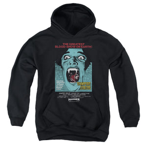 AN OFFCIALLY LICENSED HAMMER HOUSE OF HORROR VAMPIRE CIRCUS DARK YOUTH HOODIE BLACK