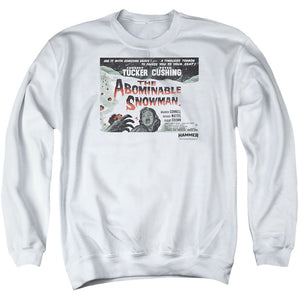 AN OFFCIALLY LICENSED HAMMER HOUSE OF HORROR ABOMINABLE ADULT UNISEX CREWNECK SWEATSHIRT WHITE