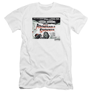 AN OFFCIALLY LICENSED HAMMER HOUSE OF HORROR ABOMINABLE MEN'S PREMIUM SLIM FIT T-SHIRT WHITE