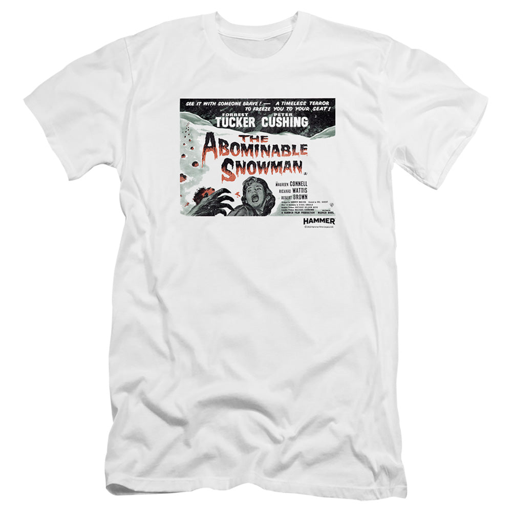 AN OFFCIALLY LICENSED HAMMER HOUSE OF HORROR ABOMINABLE MEN'S PREMIUM SLIM FIT T-SHIRT WHITE