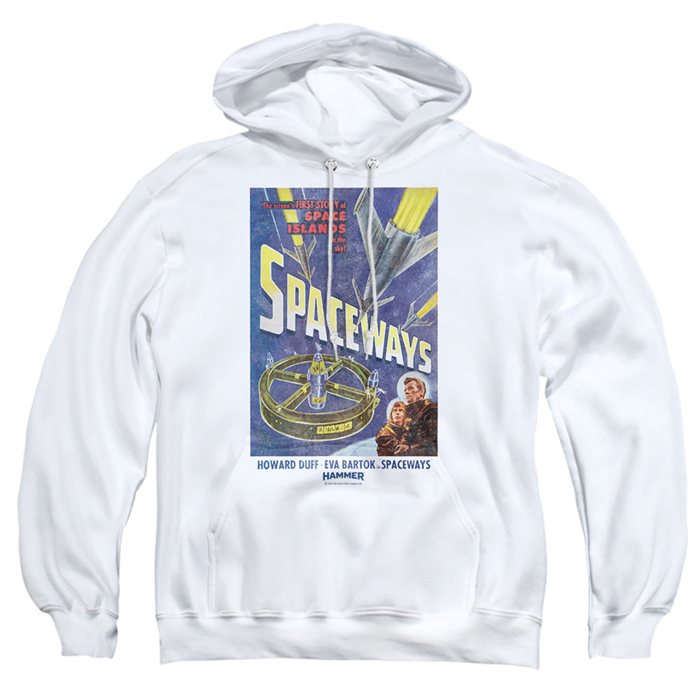 AN OFFCIALLY LICENSED HAMMER HOUSE OF HORROR SPACEWAYS ADULT UNISEX PULLOVER HOODIE WHITE