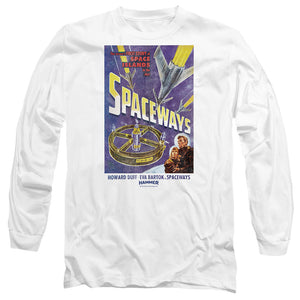 AN OFFCIALLY LICENSED HAMMER HOUSE OF HORROR SPACEWAYS MEN'S LONG SLEEVE T-SHIRT WHITE