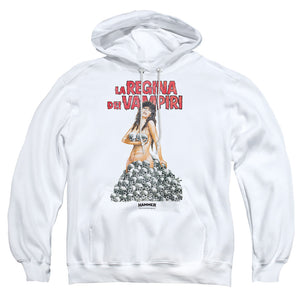 AN OFFCIALLY LICENSED HAMMER HOUSE OF HORROR LA REGINA ADULT UNISEX PULLOVER HOODIE WHITE
